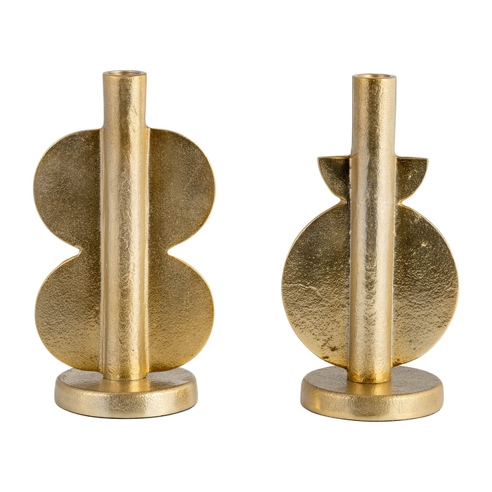 Metal 9" Nomad Taper Candleholders (Set of 2) - Gold