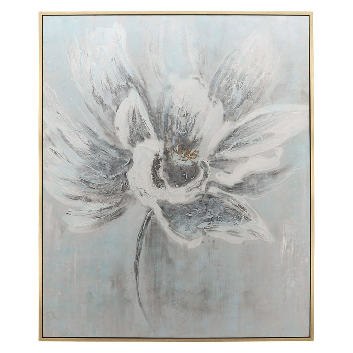 62x52" Flower Canvas On Gold Frame - Gray
