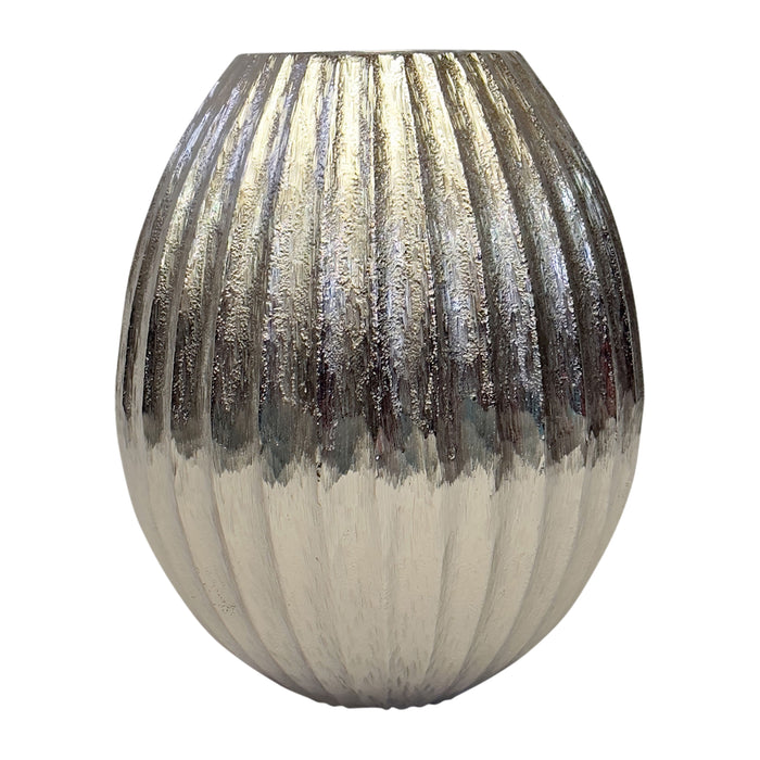 11" Gila Large Metal Cast Vase - Silver
