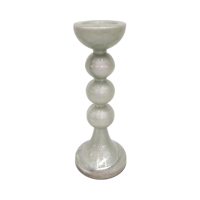 Glass Bubbly Candle Holder 18" - White