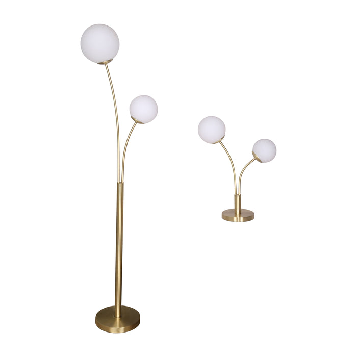 64/23" Metal Double Globe Table and Floor Lamp (Set of 2) - Gold
