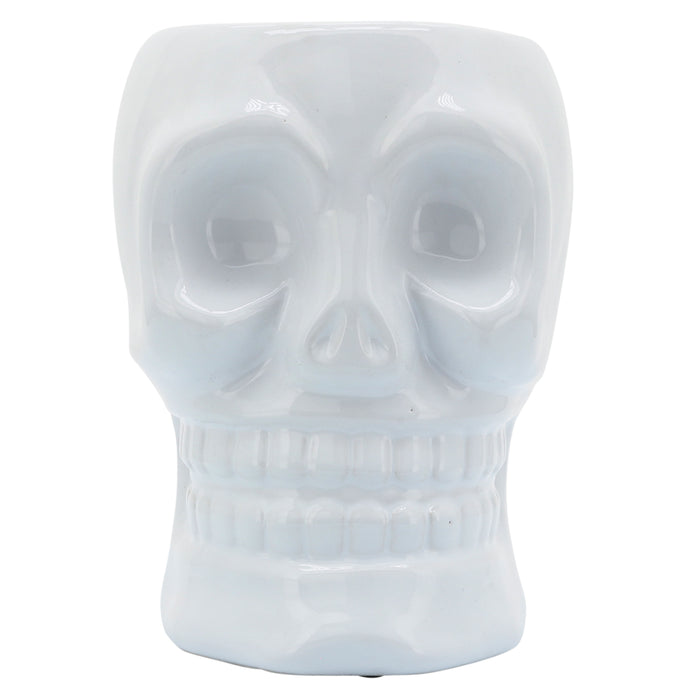 Ceramic Skull Vase 6" - White