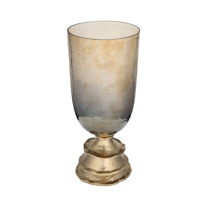 Glass Hurricane Holder With Metal Stand 18" - Champagne