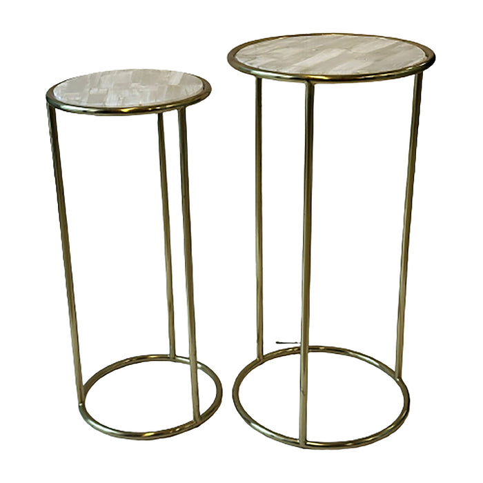 22 / 24" Selenite Accent Tables (Set of 2) - White / Gold