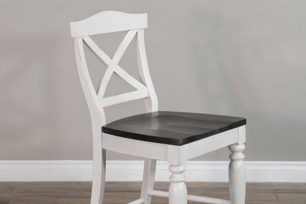 Carriage House - Crossback Barstool - White / Dark Brown