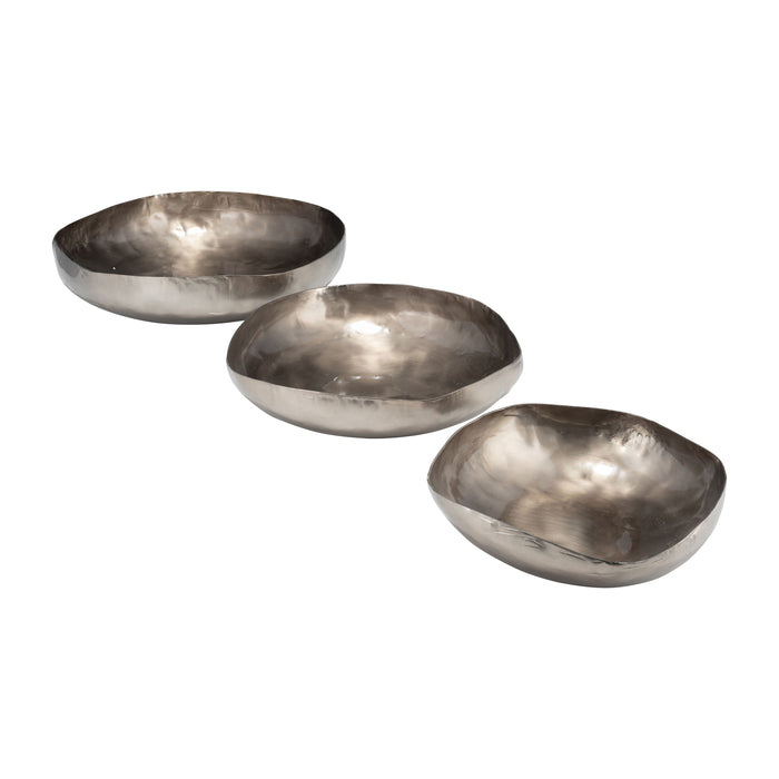 Metal Organic Shaped Bowls 11 / 14 / 17" (Set of 3) - Bronze