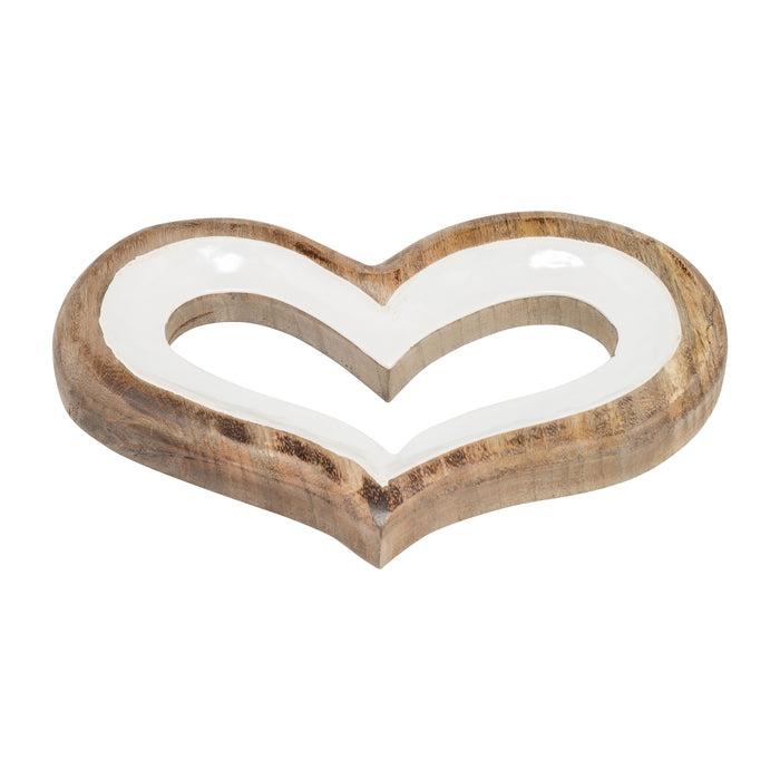 Wood 13" Heart Deco - White