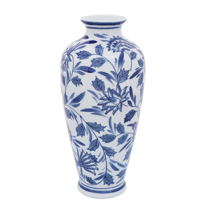 Ceramic 13" Chinoiserie Vase - Blue/White
