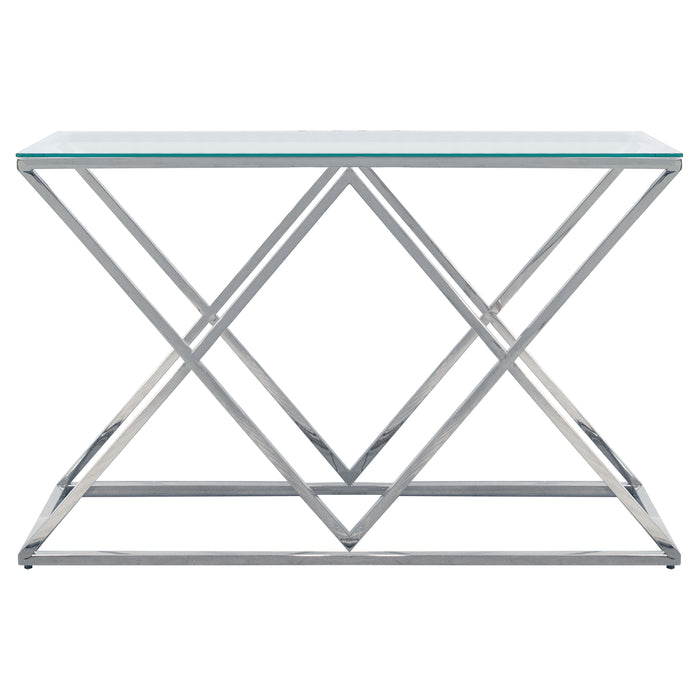Glass Diamond Console Table - Silver