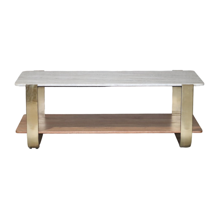 17" Marble Top Rectangle Coffee Table - Gold