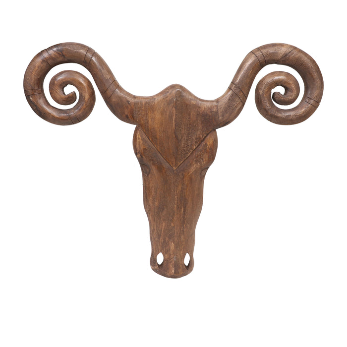 Wood 34X27'' Carved Bighorn - Natural