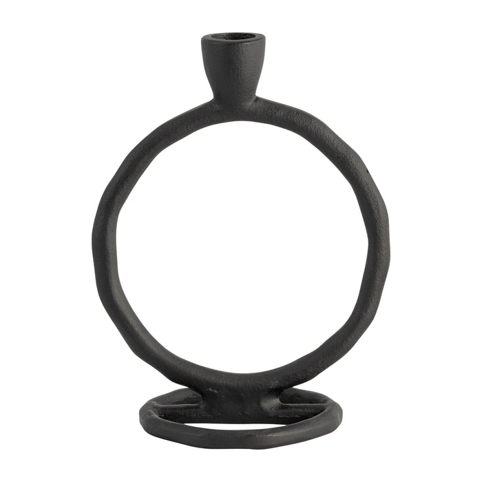 8" Round Ring Taper Candleholder - Black