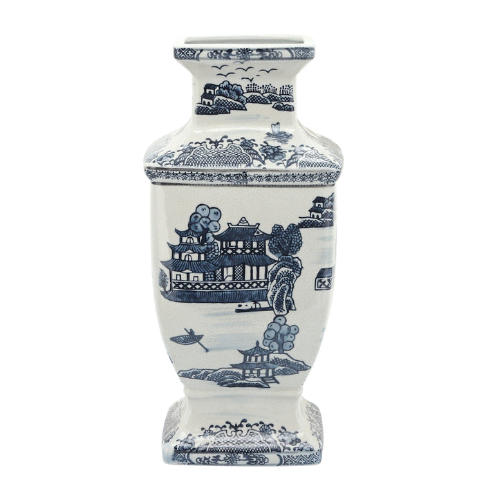 Ceramic Chinoiserie Vase 15" - Blue