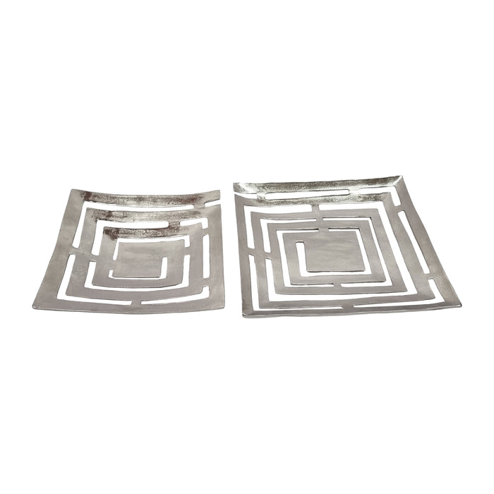 Metal 14 / 17" Cut-Out Plates (Set of 2) - Silver