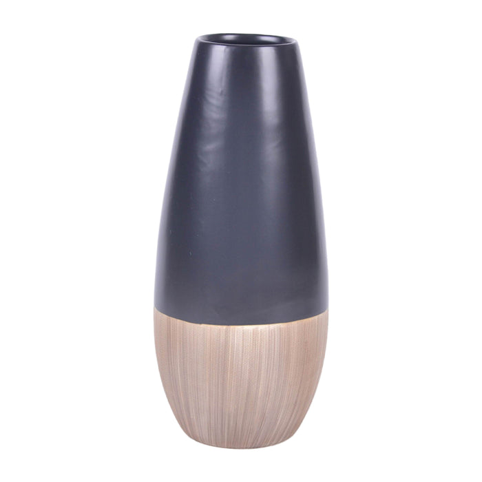 Ceramic 17" 2-Tone Vase - Cream/Black