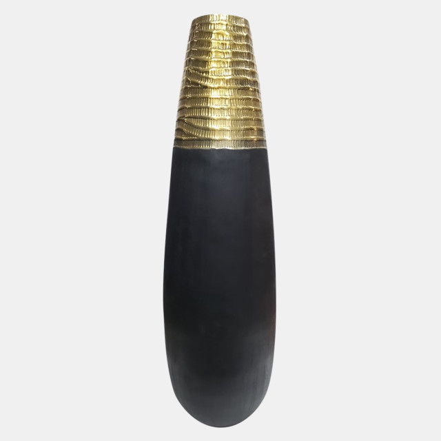 2-Tone Floor Vase - Black / Gold