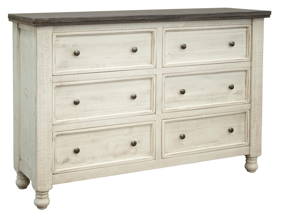 Stone - Dresser With 6 Drawers - Antiqued Ivory / Weathered Gray