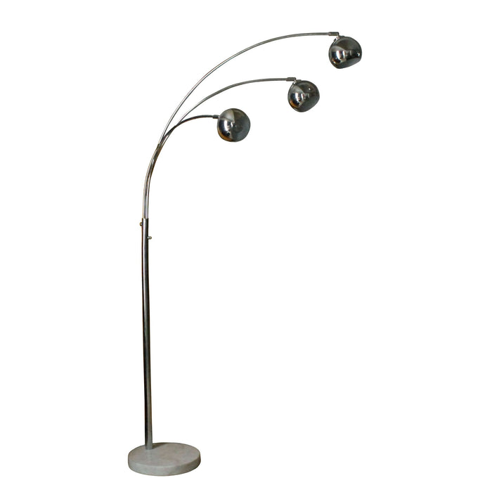 Metal Triple Dome Floor Lamp With Marble Base 79" - Silver