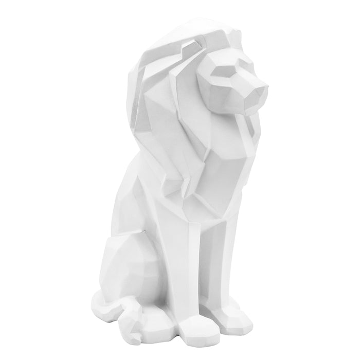 Resin 11" Sitting Lion - White