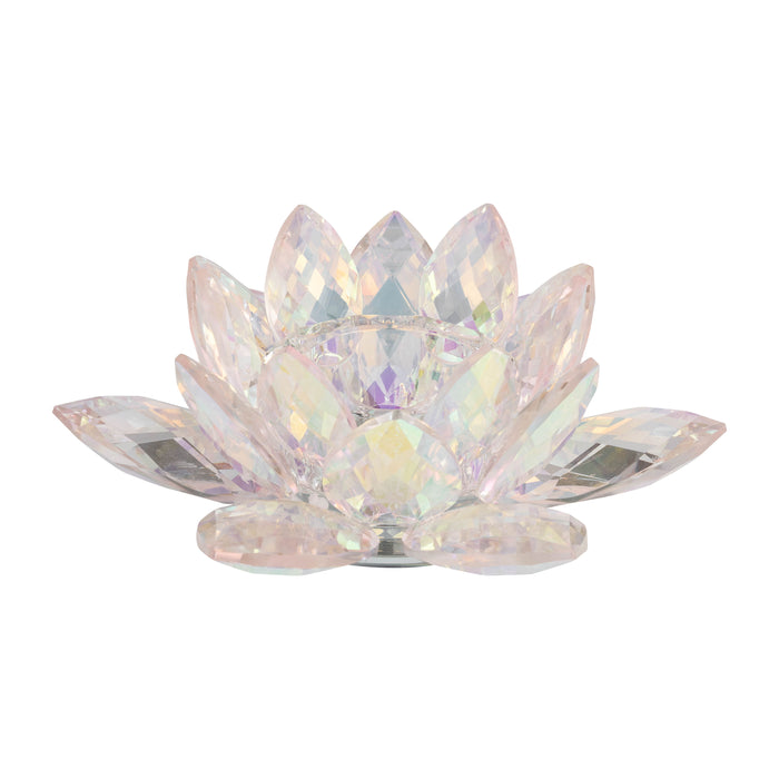 Blush Crystal Lotus Votive Holder 8.25" - Pink