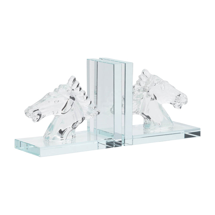 Crystal Horse Bookends 5" (Set of 2) - Clear