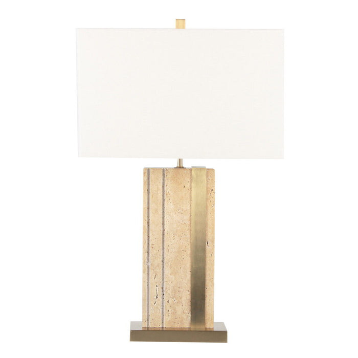 Hallberg Travertine Table Lamp - Gold / Ivory