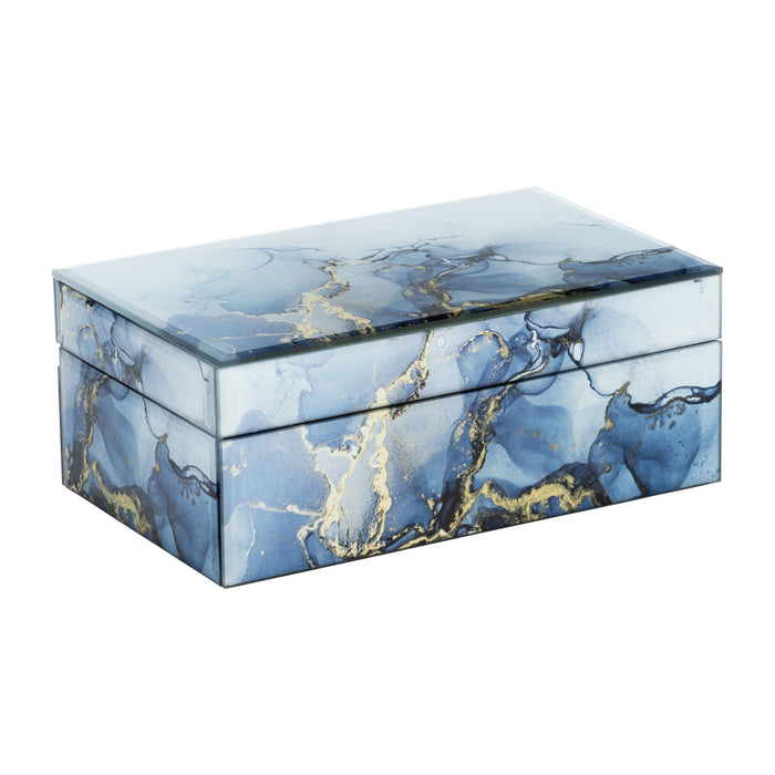 Wood Abstract Box 8 X 5" - Blue / Gold