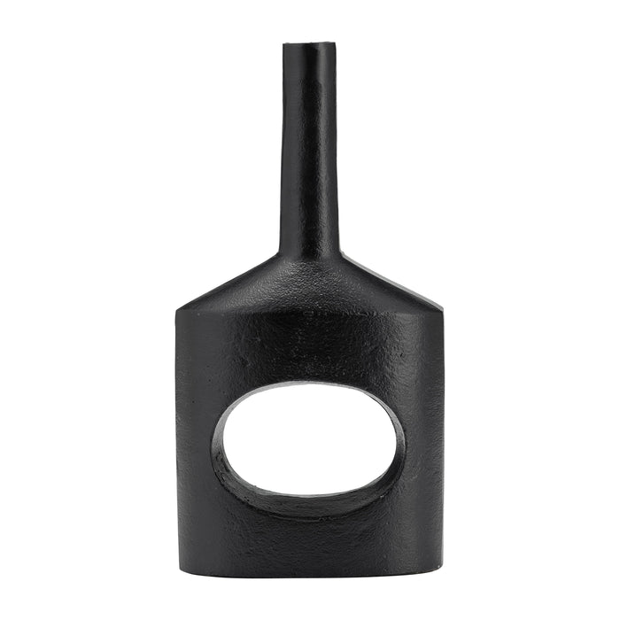 Metal Small Modern Open Cut Out Vase 12" - Black