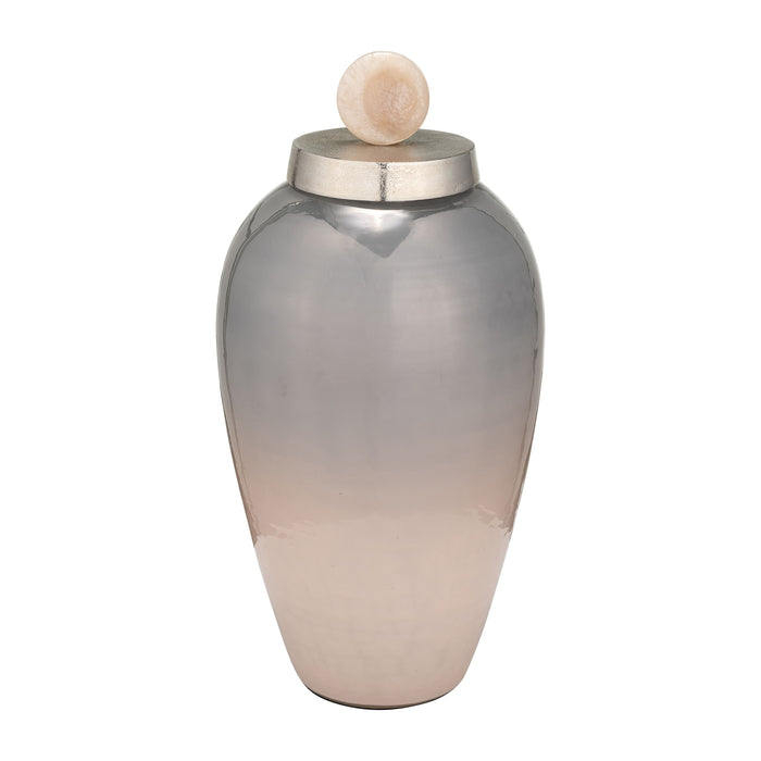 Glass Vase With Blush Knob 21" - Gray