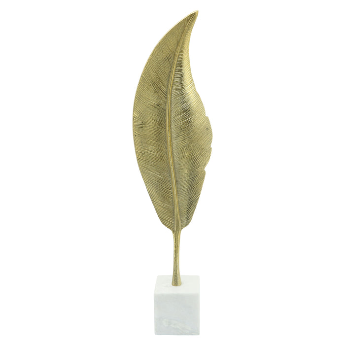 Metal Leaf On Stand 28" - Gold