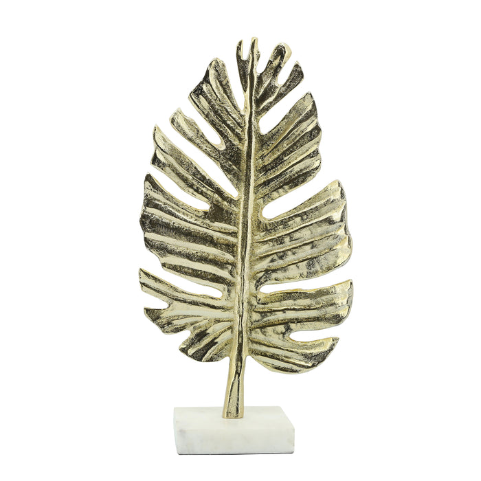 Metal Palm Leaf Table Deco 18" - Gold
