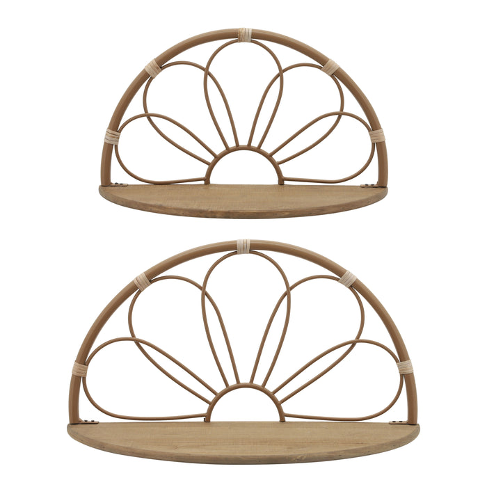 Metal Arched Flower Wall Shelves 11 / 13" (Set of 2) - Brown