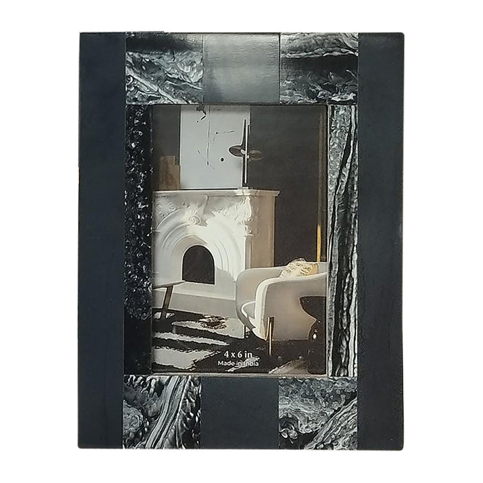Resin 4 x 6 Marbled Photo Frame - Black