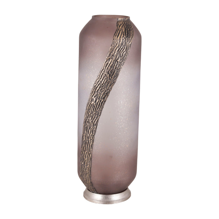 Glass 20" Metallic Detail Vase - Blush