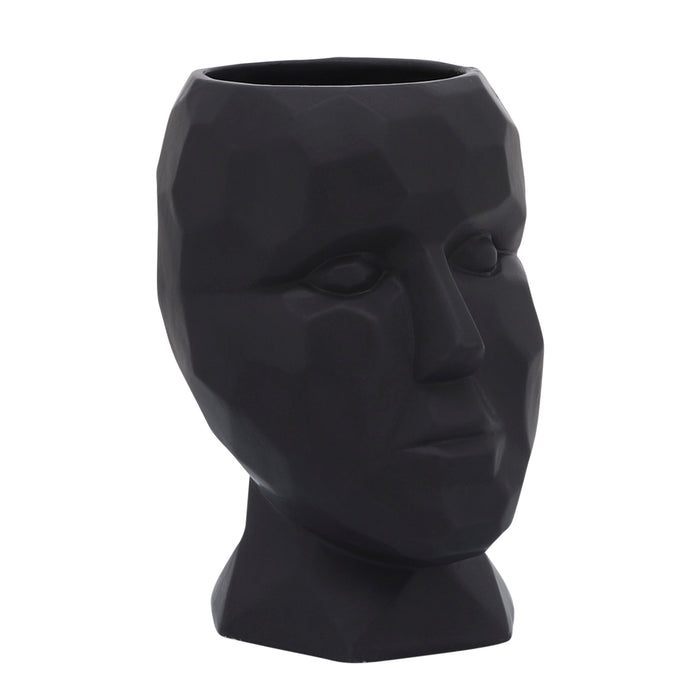 Porcelain Face Vase 5" - Black
