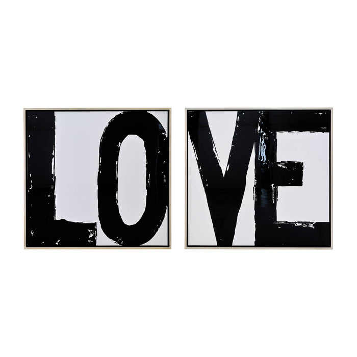 Hand Painted Love Frame 95 x 47 (Set of 2) - Black