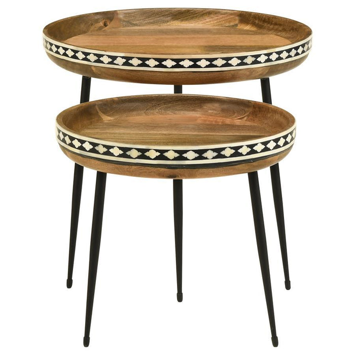 Ollie - 2 Piece Round Nesting Table - Natural And Black