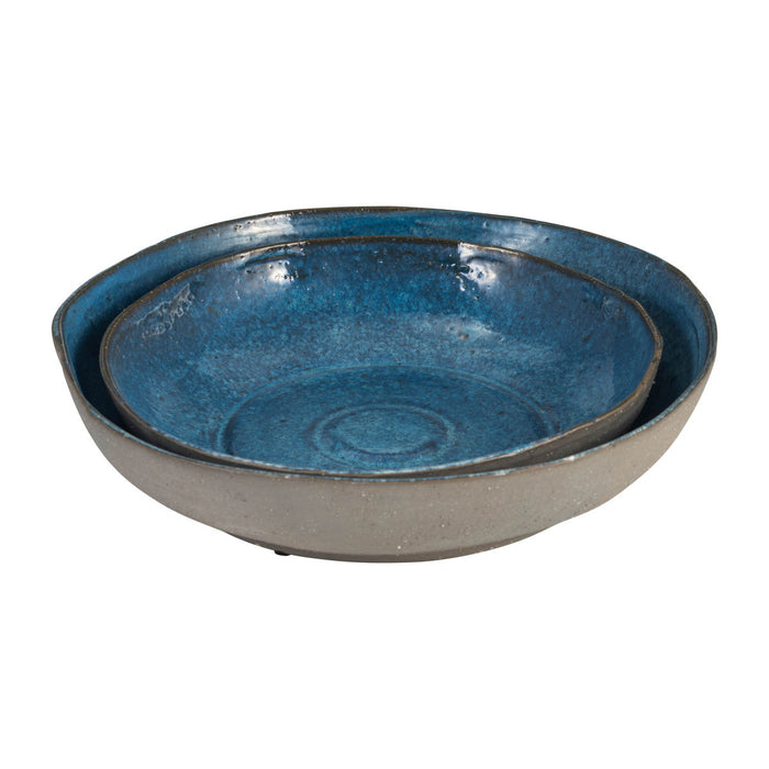 Ceramic 12/15" Bowls (Set of 2) - Blue