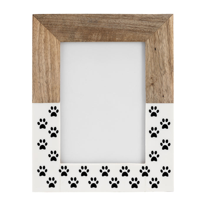 Wood Dog-paws Photo Frame 5 x 7'' - White