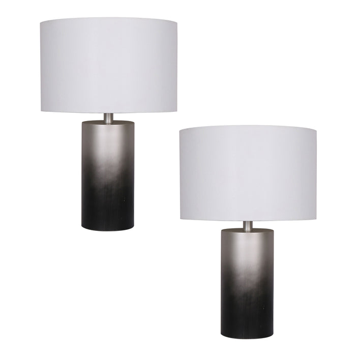 Metal 22" Ombre Table Lamps (Set of 2) - Black / Silver