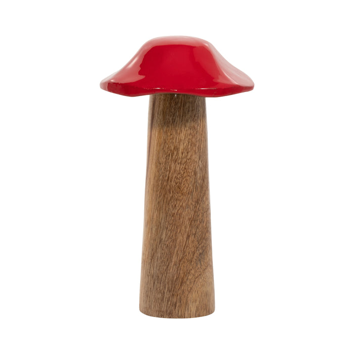 Wood 8" Toadstool Mushroom - Red