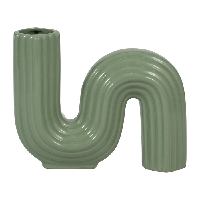 Ceramic 6" Loopy Vase - Dark Sage