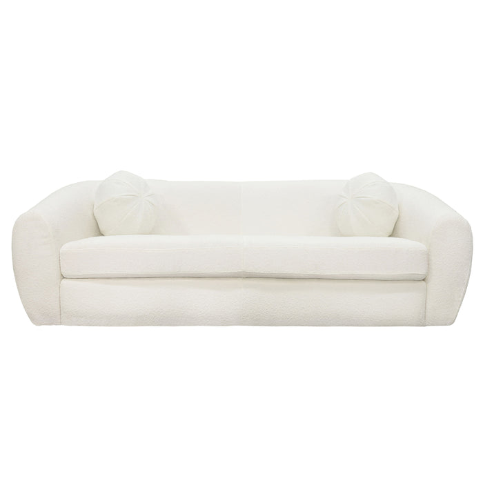 Stainless Steel Boucle 3-Seater Sofa - White