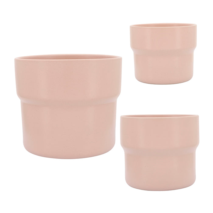 Ceramic Mushroom Planters 7 / 9 / 10" (Set of 3) - Blush