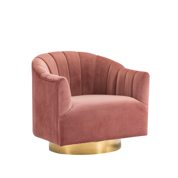 Velveteen Swivel Chair With Goldbase - Blush