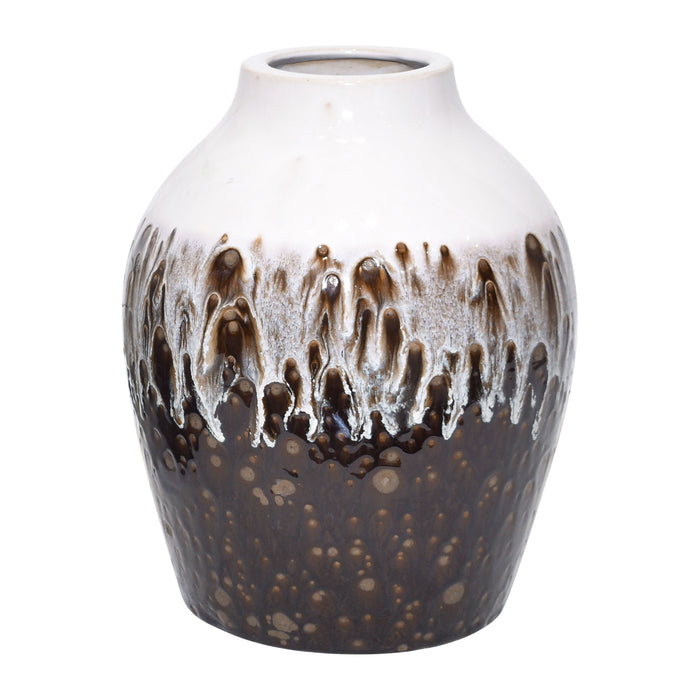 Clay 11" Ombre Reactive Vase - Brown/White