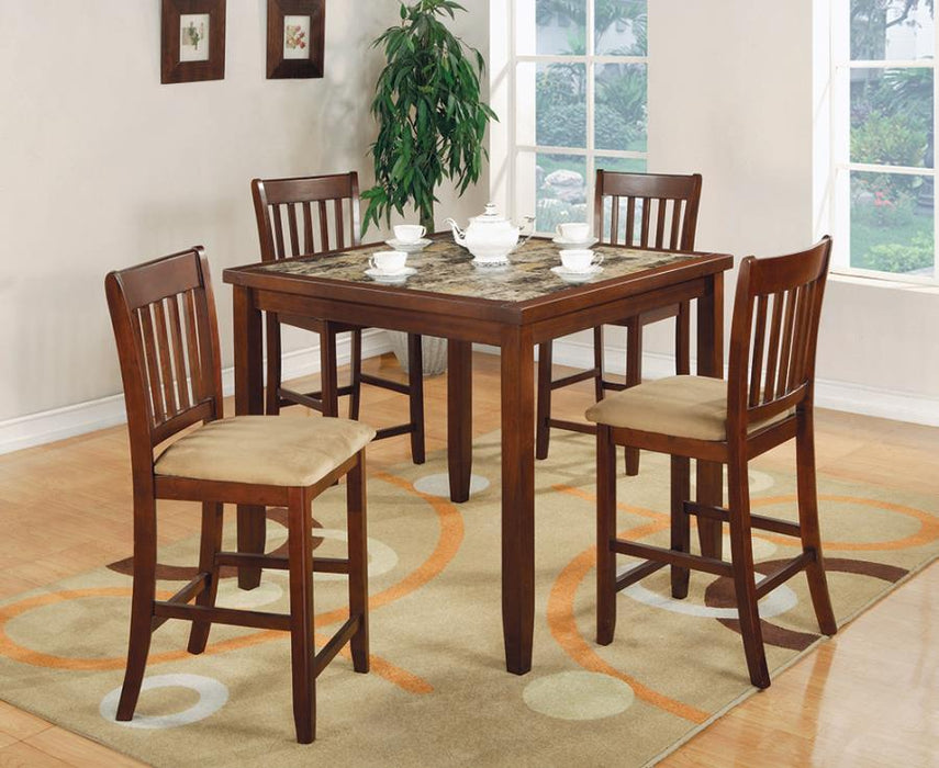 Jardin - 5-Piece Counter Height Dining Set - Red Brown and Tan