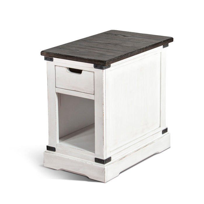 French Country - Chair Side Table - White / Dark Brown