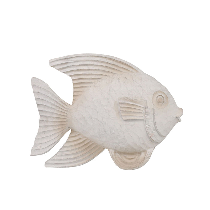 Resin Fish Figurine 10" - Whitewash