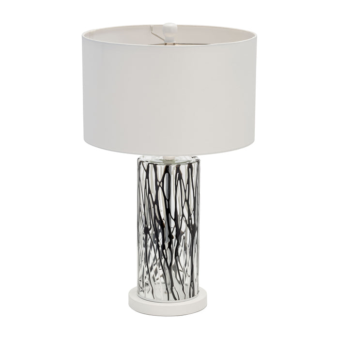 Glass Streaked Table Lamp 25" - Black / White